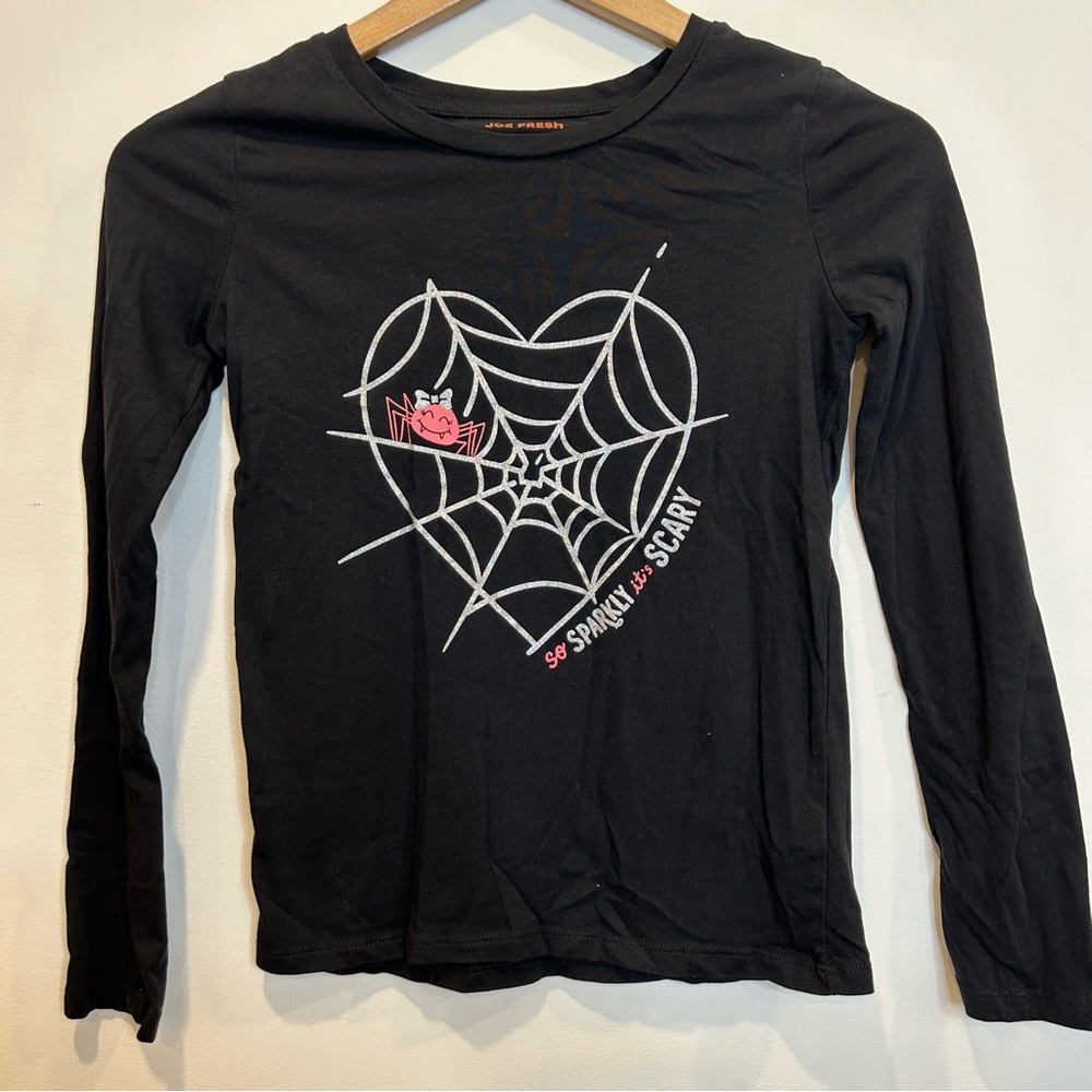 ☀️ 3/$15 Joe Fresh Kids Halloween Spider Long Sleeve Tee Shirt Black
